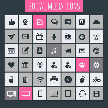 Big Social Media icon set, trendy flat icons collectionのイラスト素材