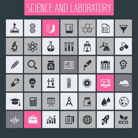 Trendy flat design Science and Laboratory icons collectionのイラスト素材