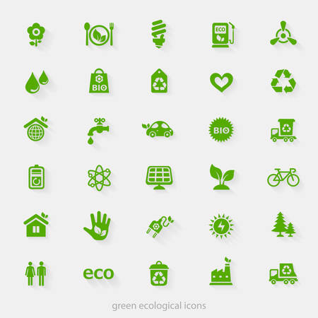 Trendy ecological and natural green icons collectionのイラスト素材