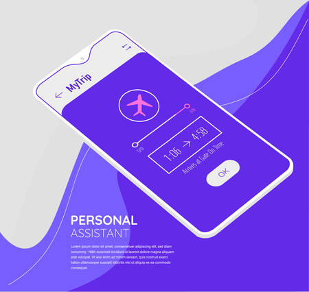 Trendy mobile UI mockups for travelling and planningのイラスト素材