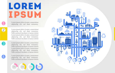 Abstract cityscapes infographics. Town, city elements collectionのイラスト素材