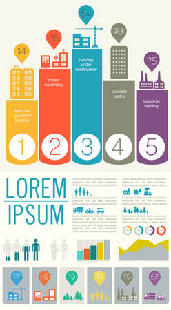 Trendy futuristic eco city infographics templates with various elementsのイラスト素材