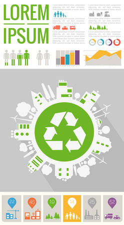 Ecological info graphics template of town and cityのイラスト素材