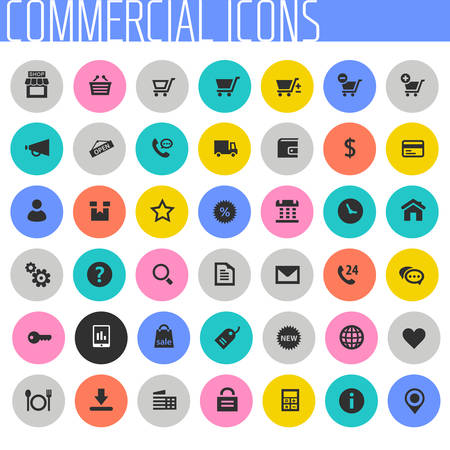 Big Commercial icon set, trendy flat iconsのイラスト素材