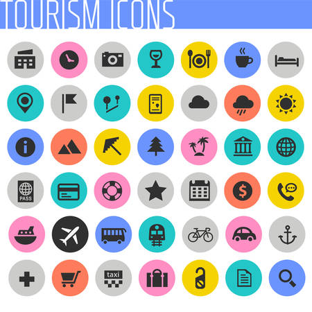 Big Tourism and Travel icon set, trendy flat iconsのイラスト素材