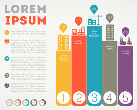 Trendy futuristic eco city infographics templates with various elementsのイラスト素材