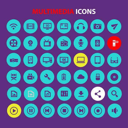 Big multimedia icon set, trendy flat icons collectionのイラスト素材