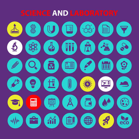 Big science icon set, trendy flat icons collectionのイラスト素材