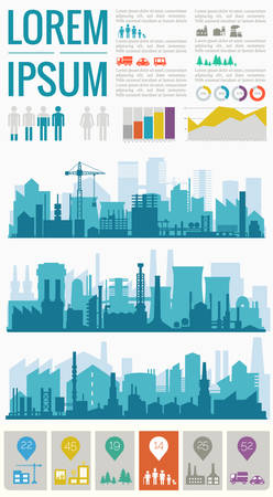 Abstract cityscapes infographics. Town, city elements collectionのイラスト素材