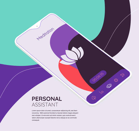 Trendy responsive Meditation and Mood UI with 3d mockupsのイラスト素材