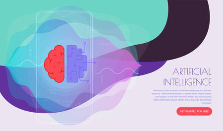 Artificial intelligence concept. Trendy linear vector illustrationのイラスト素材