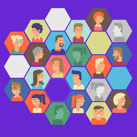 Vector set of material cartoon avatars. Characters for webのイラスト素材