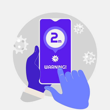 Warning chatbot app for coronavirus COVID-19 quarantineのイラスト素材