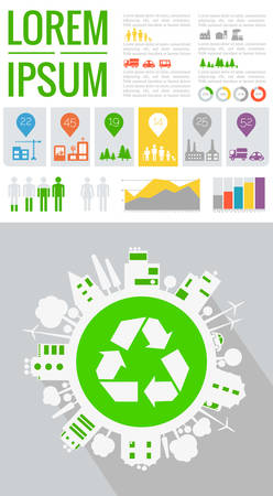 Abstract cityscapes infographics. Town, city elements collectionのイラスト素材