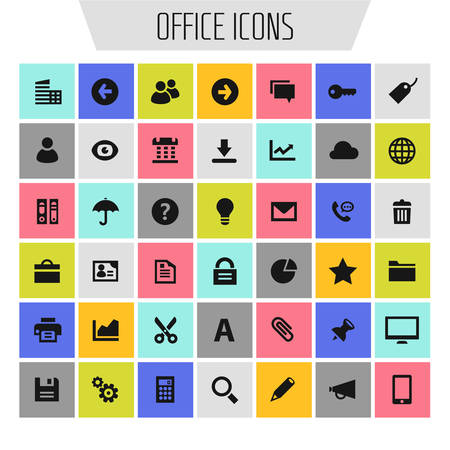 Big Office icon set, trendy flat iconsのイラスト素材