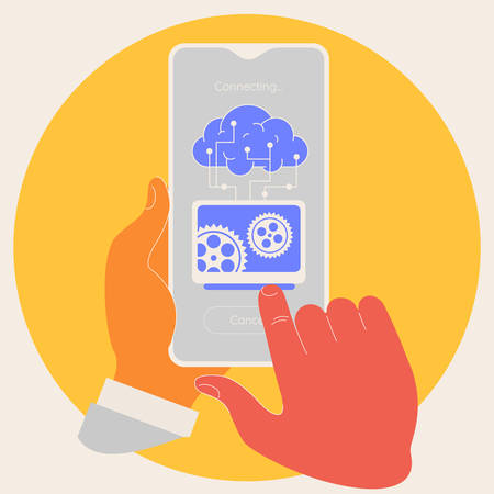 Artificial intelligence in mobile phone concept. Trendy vector illustrationのイラスト素材