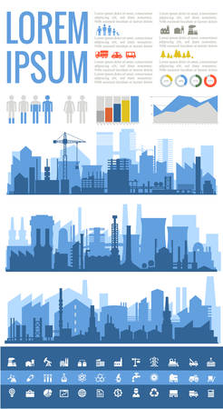 Abstract cityscapes infographics. Town, city elements collectionのイラスト素材