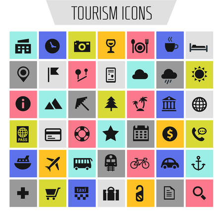 Big Tourism and Travel icon set, trendy flat iconsのイラスト素材