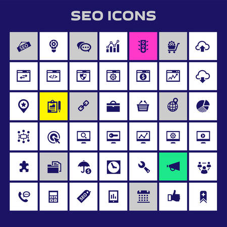 Big SEO icon set, trendy flat iconsのイラスト素材