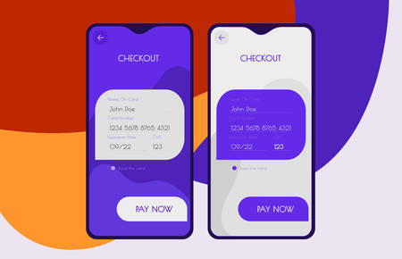 Mobile App UI Payment and Checkout screens mockup kitのイラスト素材