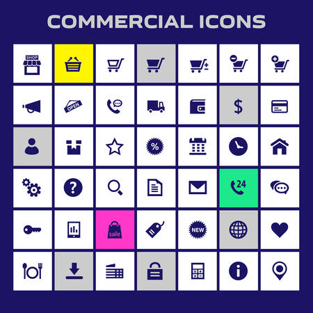 Big commercial icon set, trendy flat iconsのイラスト素材