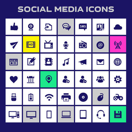 Big social media icon set, trendy flat icons collectionのイラスト素材