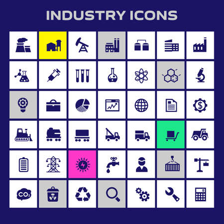 Big Industry icon set, trendy flat iconsのイラスト素材