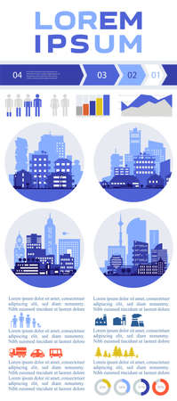 Abstract cityscapes infographics. Town, city elements collectionのイラスト素材