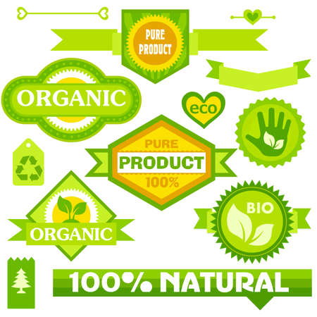 Trendy eco and bio friendly ad badgesのイラスト素材