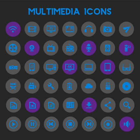 Big multimedia icon set, trendy flat iconsのイラスト素材