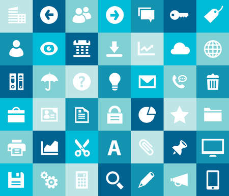 Big Office icon set, trendy flat iconsのイラスト素材