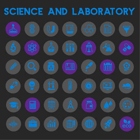 Big science icon set, trendy flat iconsのイラスト素材