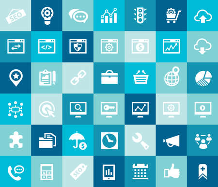Big SEO icon set, trendy flat icons collectionのイラスト素材