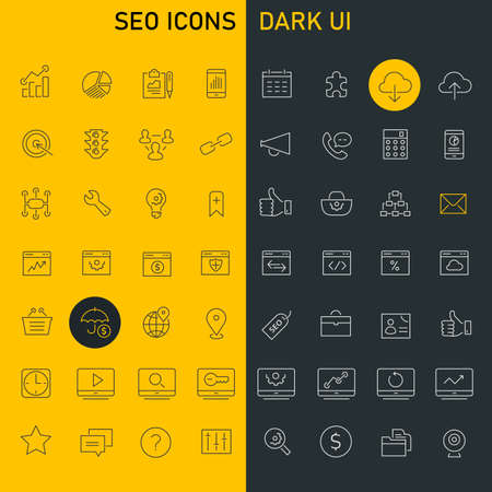 Big SEO icon set, trendy line icons collectionのイラスト素材