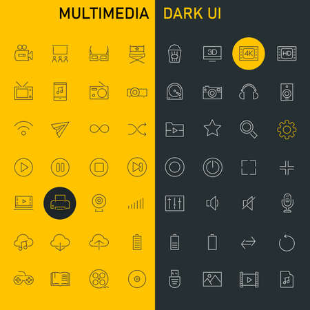 Big Multimedia icon set, trendy linear iconsのイラスト素材