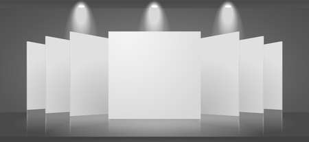 Exhibition 3d exhibition scene template with transparent lights and shadowsのイラスト素材
