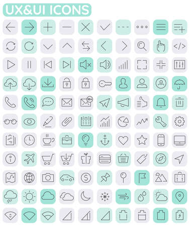 Line Big App UI, UX and Office icon setのイラスト素材