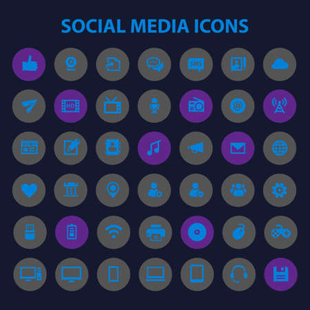 Big Social Media icon set, trendy flat iconsのイラスト素材