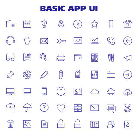 Big Basic App UI, UX and Office linear icon setのイラスト素材