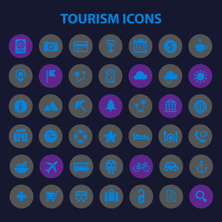 Big tourism icon set, trendy line icons collectionのイラスト素材