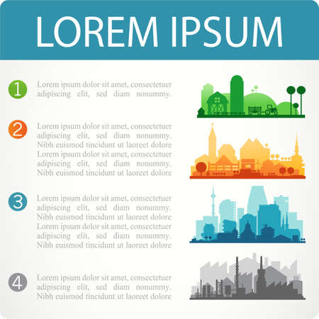 Abstract stylish cityscape infographics with various city diistrictsのイラスト素材