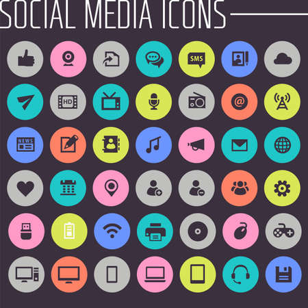 Big Social Media icon set, trendy flat iconsのイラスト素材