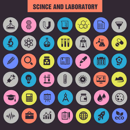 Big science icon set, trendy flat iconsのイラスト素材