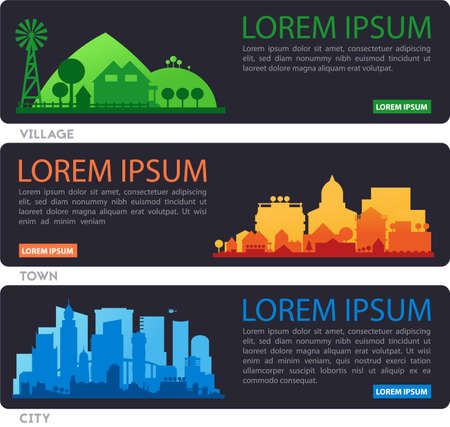 Abstract stylish cityscape infographics with various city diistrictsのイラスト素材