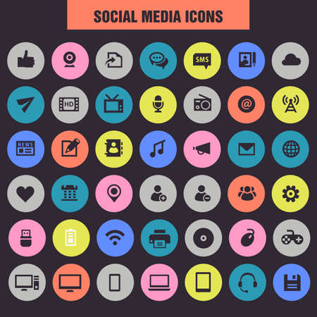 Big Social Media icon set, trendy flat iconsのイラスト素材