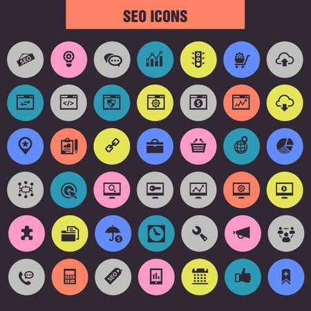 Big SEO icon set, trendy flat iconsのイラスト素材