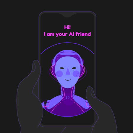 Chatbot robot trendy detailed isolated vector illustrationのイラスト素材