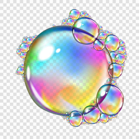 Abstract foam, soap, water bubbles, isolated on blue backgroundのイラスト素材