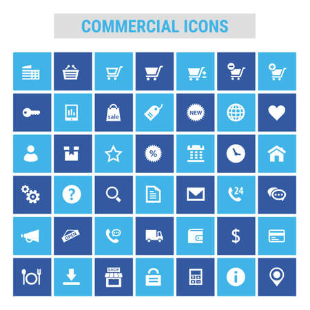 Big commercial icon set, trendy flat iconsのイラスト素材
