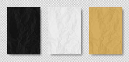 Vector crumpled grunge realistic old paper texturesのイラスト素材